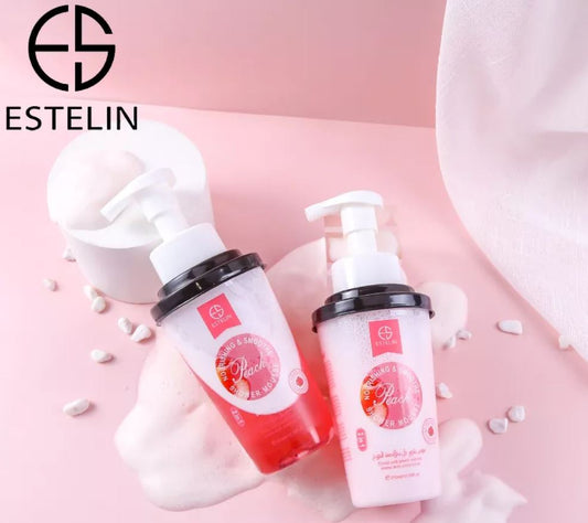 Natural Fruit Extracts ESTELIN Peach Shower and Shave Cleansing Mousse