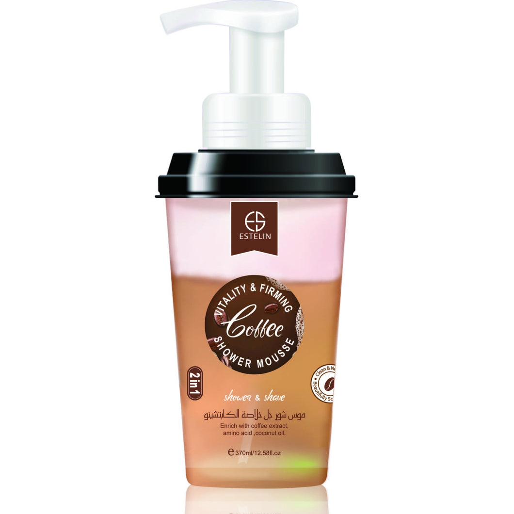 Estelin Cappuccino coffee shower mousse Moisten, relieve skin, clean, cool and refreshing by Dr.Rashel - 370ml