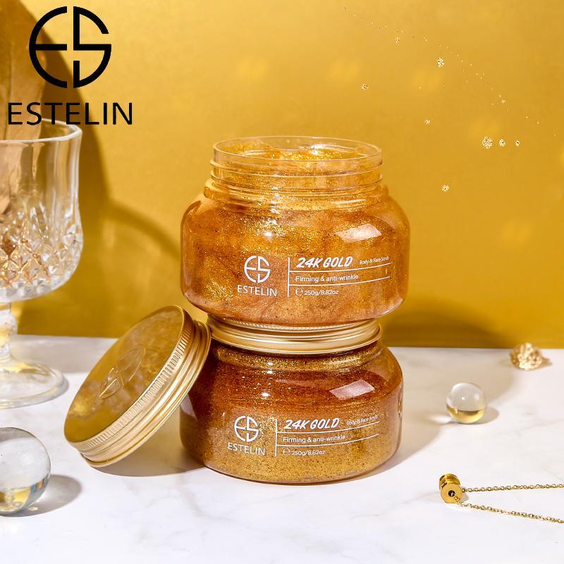 Estelin 24K Gold Firming & Anti Wrinkle Face & Body Scrub by Dr Rashel - 250g